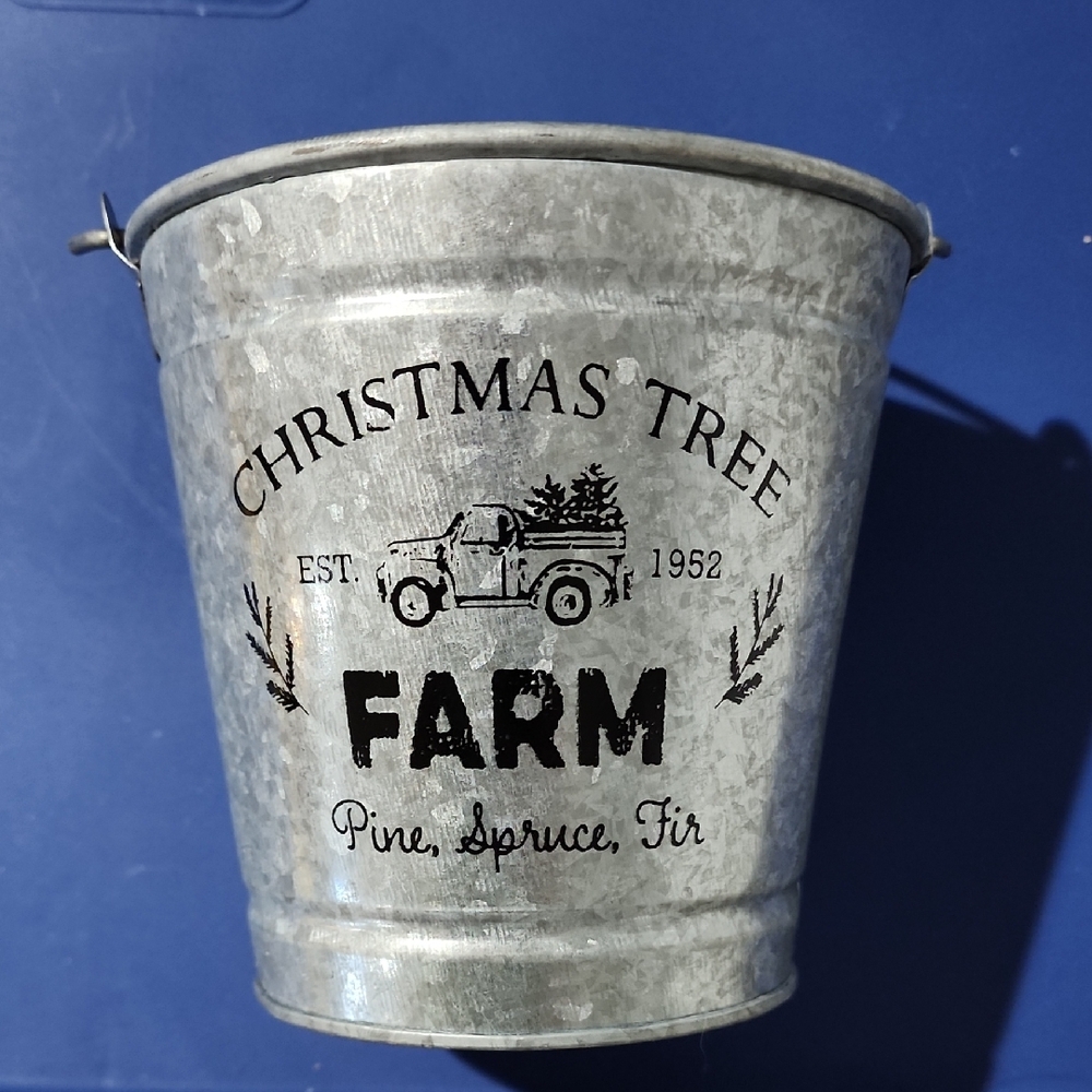 Christmas Tree Farm Metal Bucket